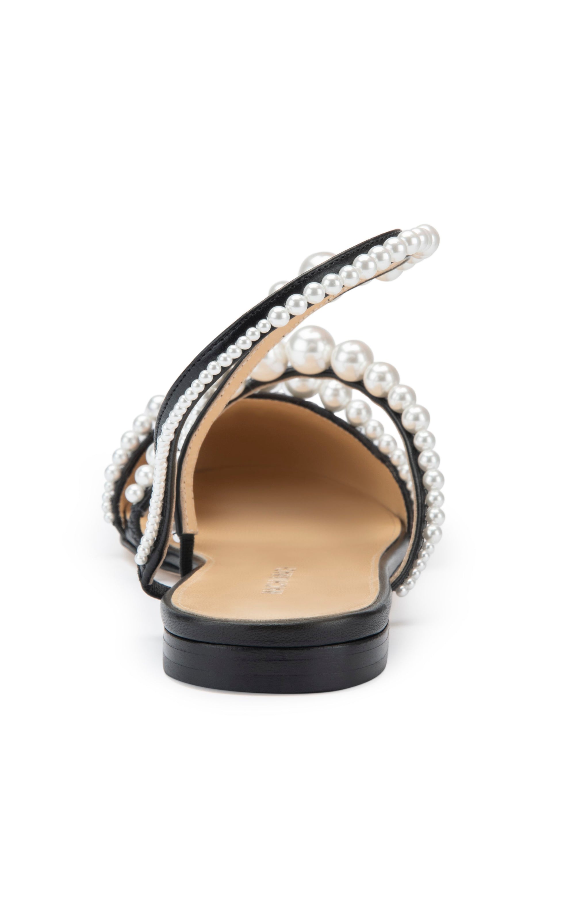 Sirène ballerinas in leather & pearls - Black