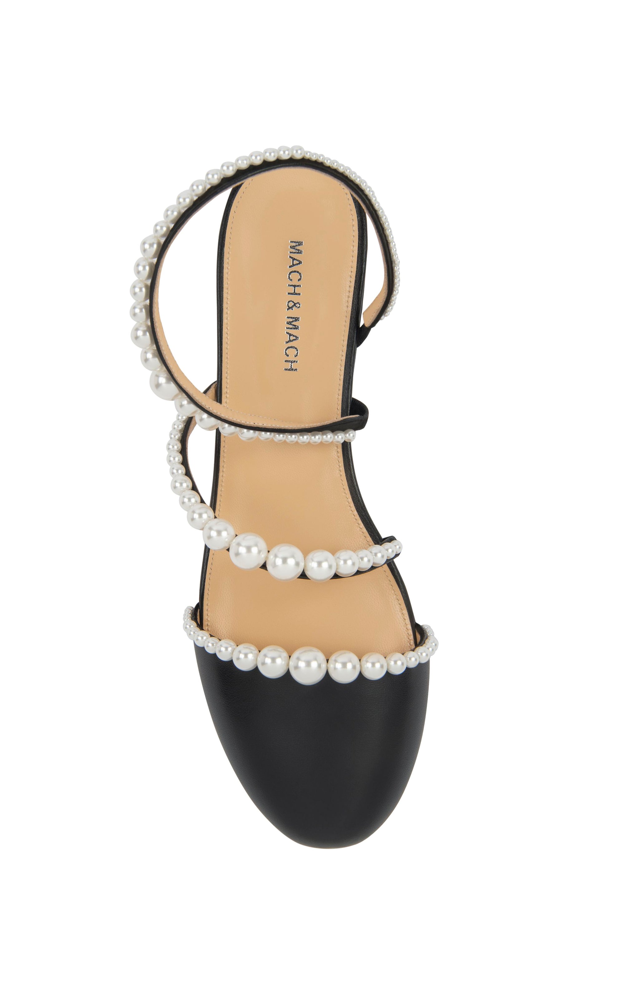Sirène ballerinas in leather & pearls - Black