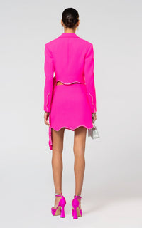 Wavy jacket in wool & strass - Fuchsia