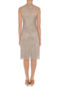 Robe midi en dentelle macramé - Beige