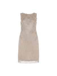 Robe midi en dentelle macramé - Beige