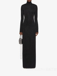 TURTLENECK OPEN BACK LONG DRESS