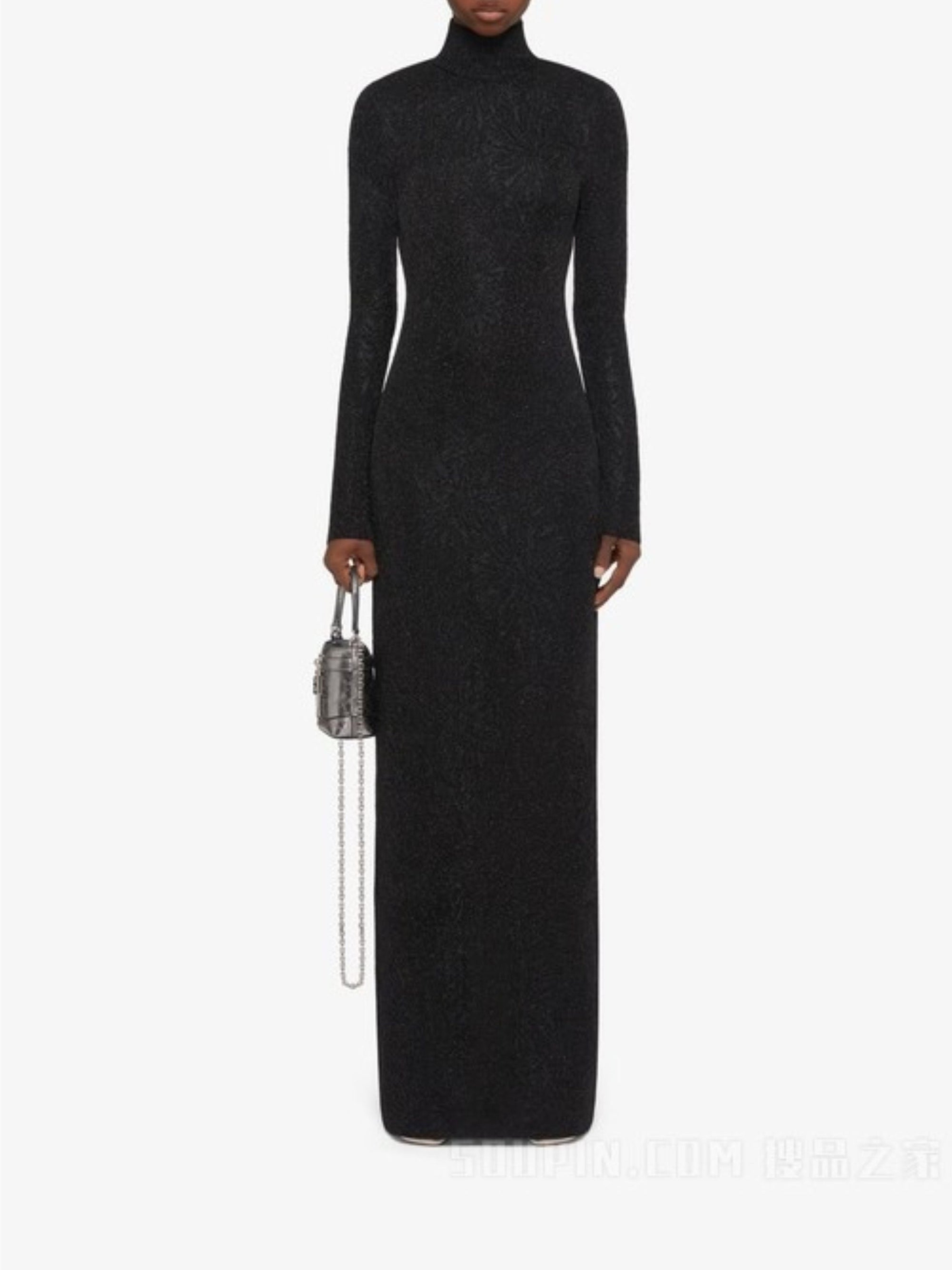 TURTLENECK OPEN BACK LONG DRESS