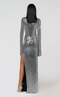 Cut-out maxi dress with rhinestone embellishments - Silver
