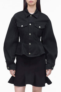Veste cannelée en denim - Black