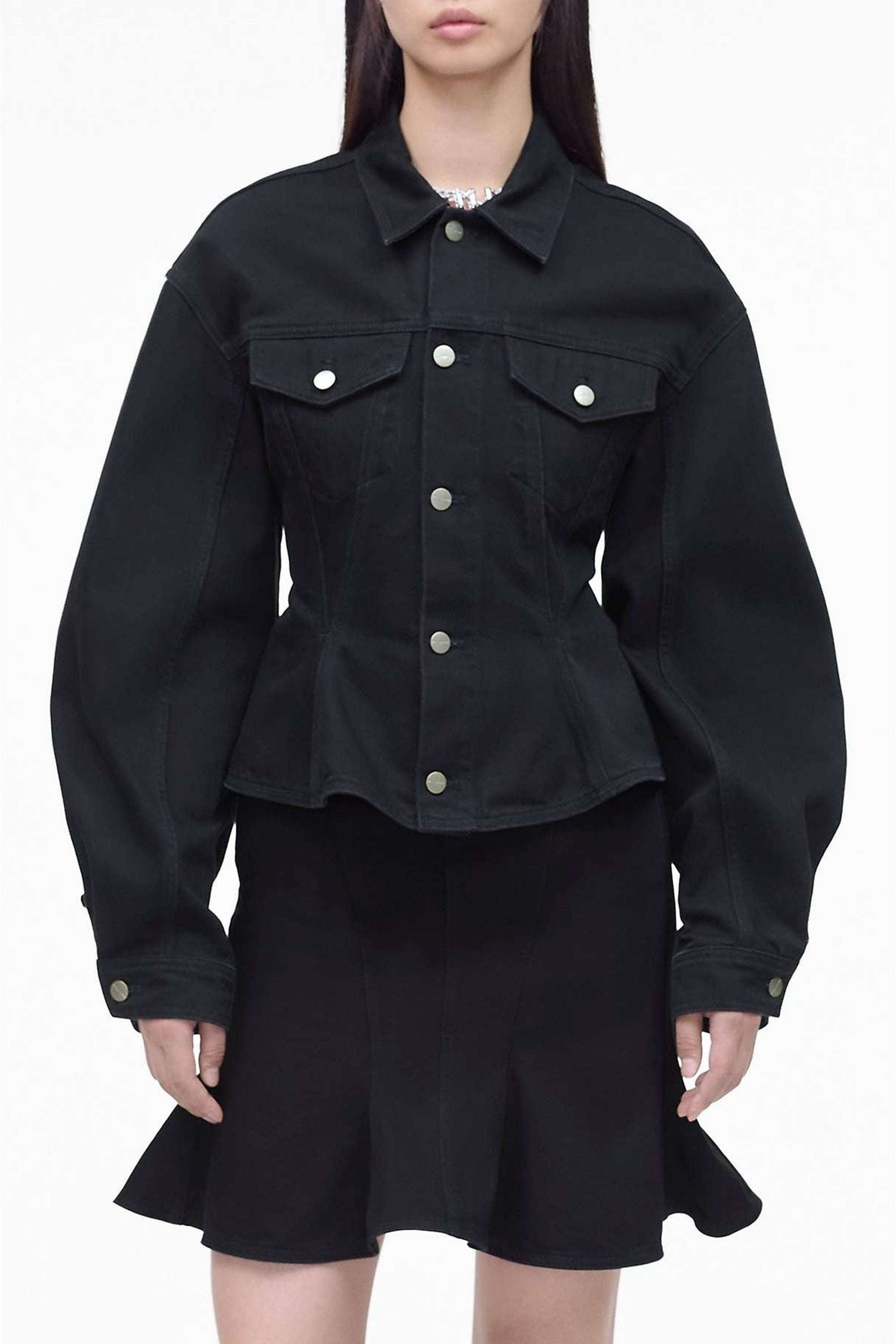 Veste cannelée en denim - Black