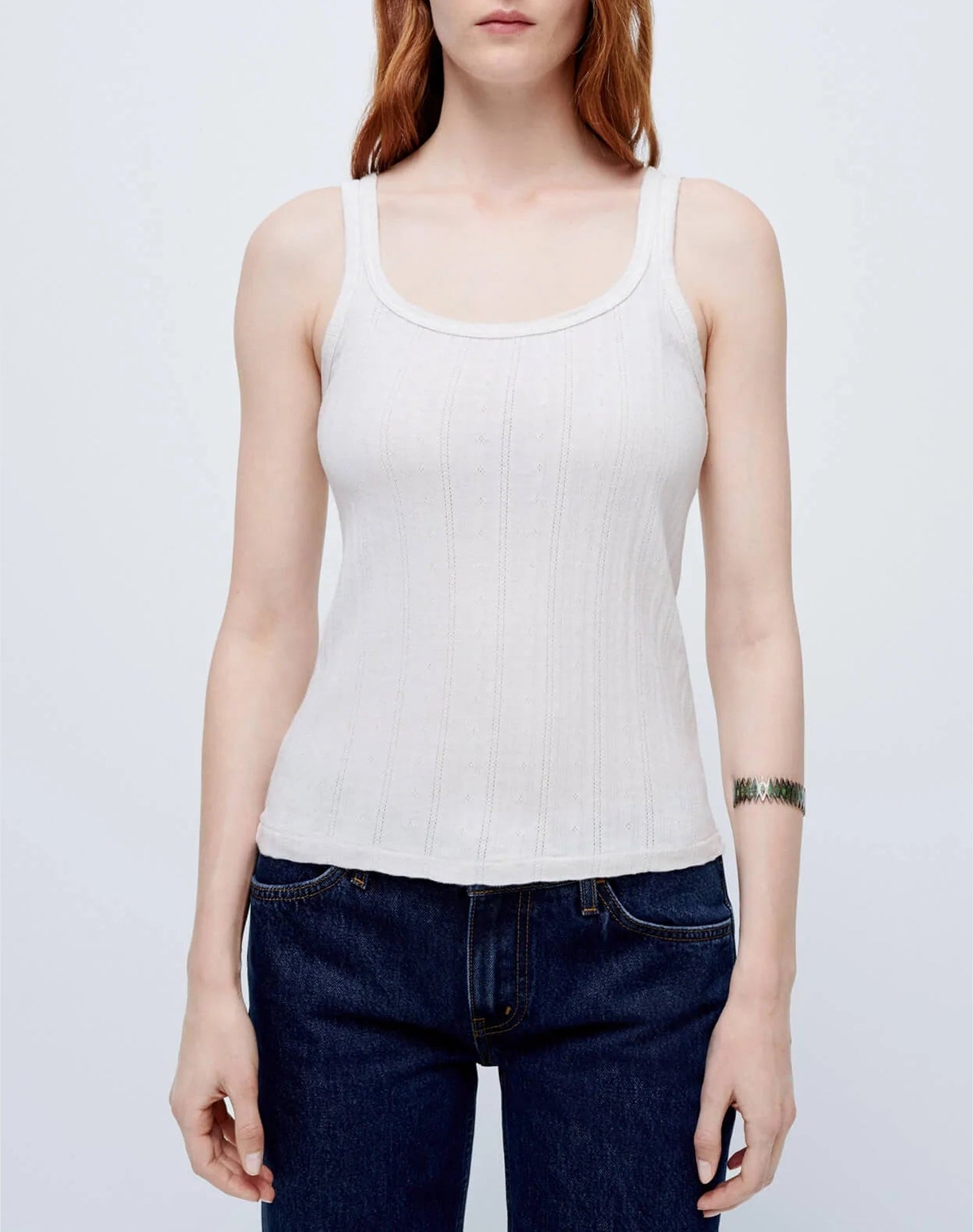 Pointelle tank top - Vintage White