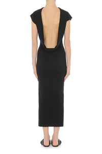 Robe midi drapée avec dos ouvert - Black