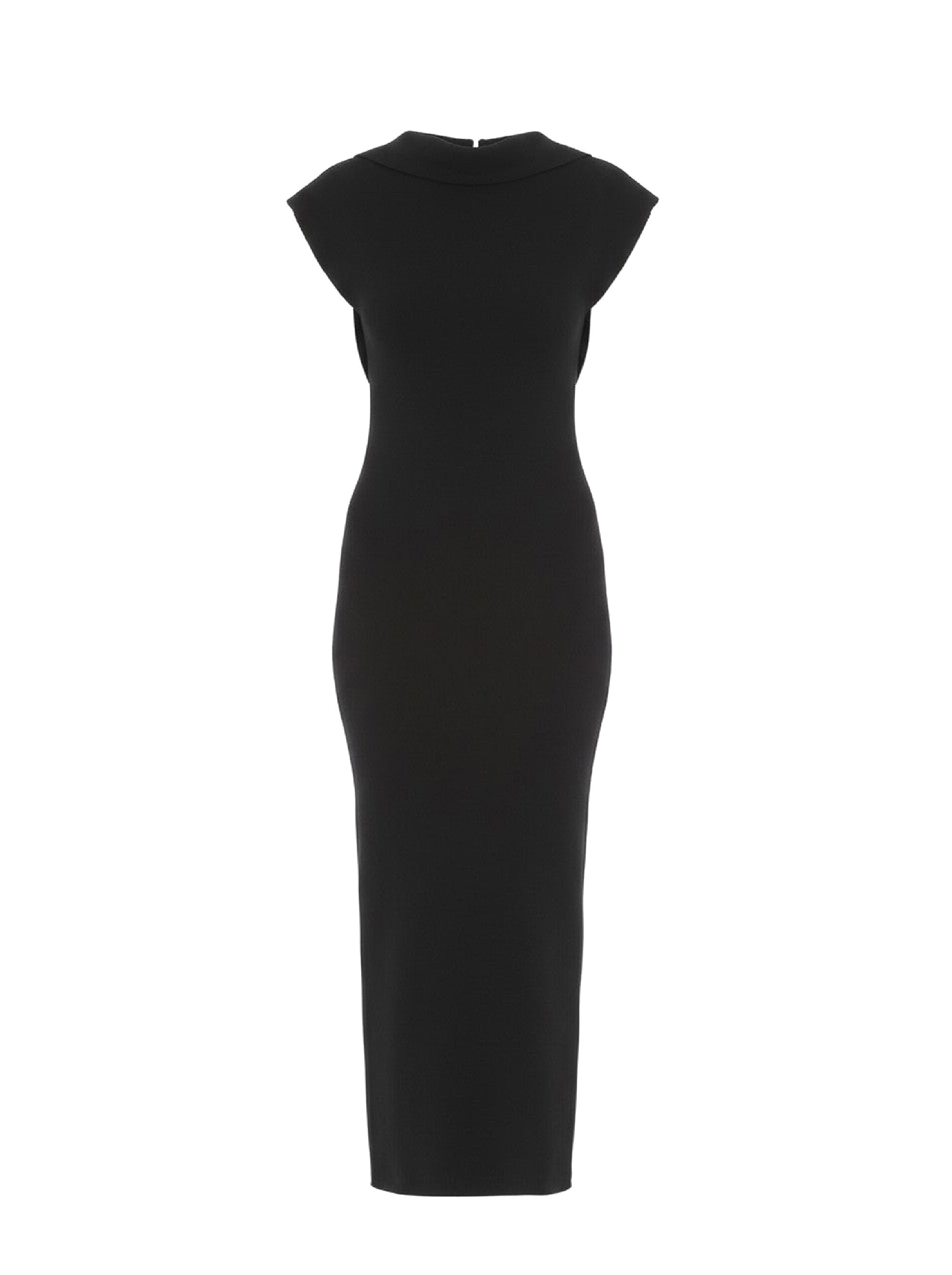 Robe midi drapée avec dos ouvert - Black