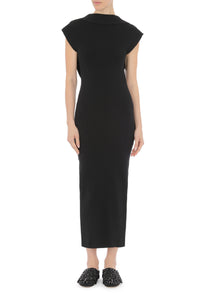 Robe midi drapée avec dos ouvert - Black