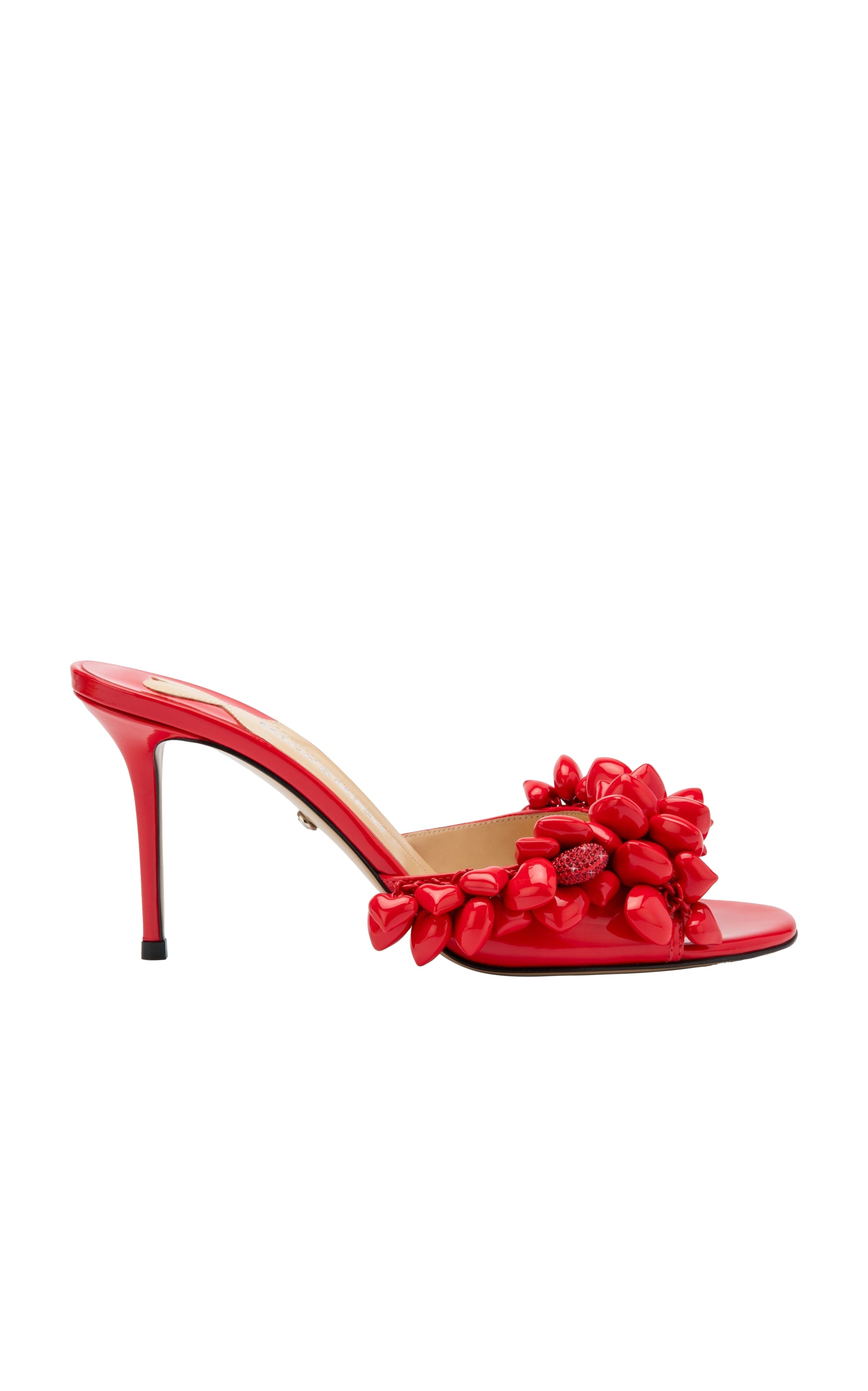 Puffy Heart 85 mules in patent leather & rhinestone - Red