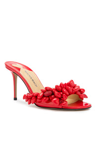 Puffy Heart 85 mules in patent leather & rhinestone - Red