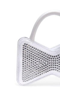 Rhinestone Bow Handbag - White