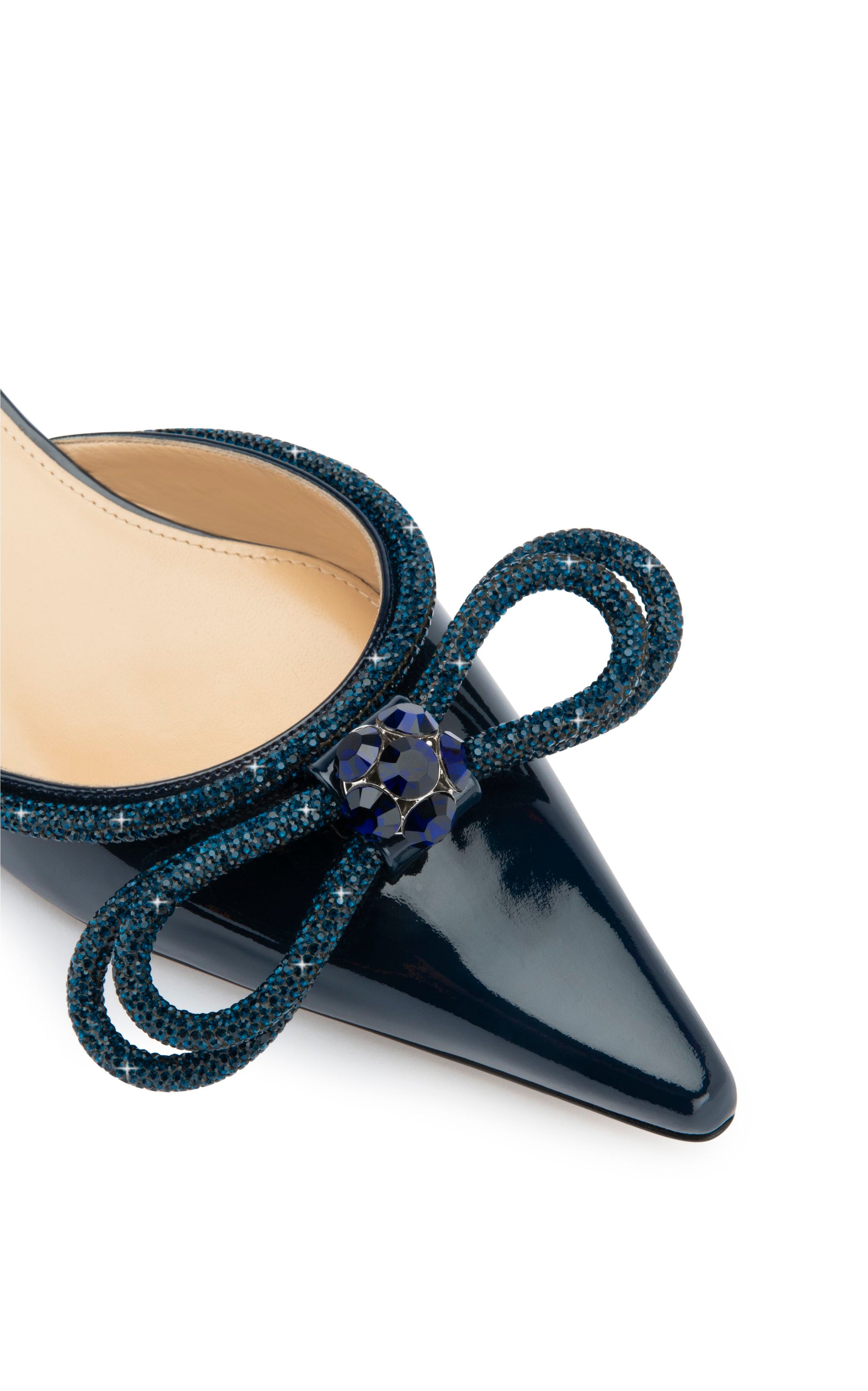 Patent leather & rhinestone Double Bow ballerinas - Navy Blue