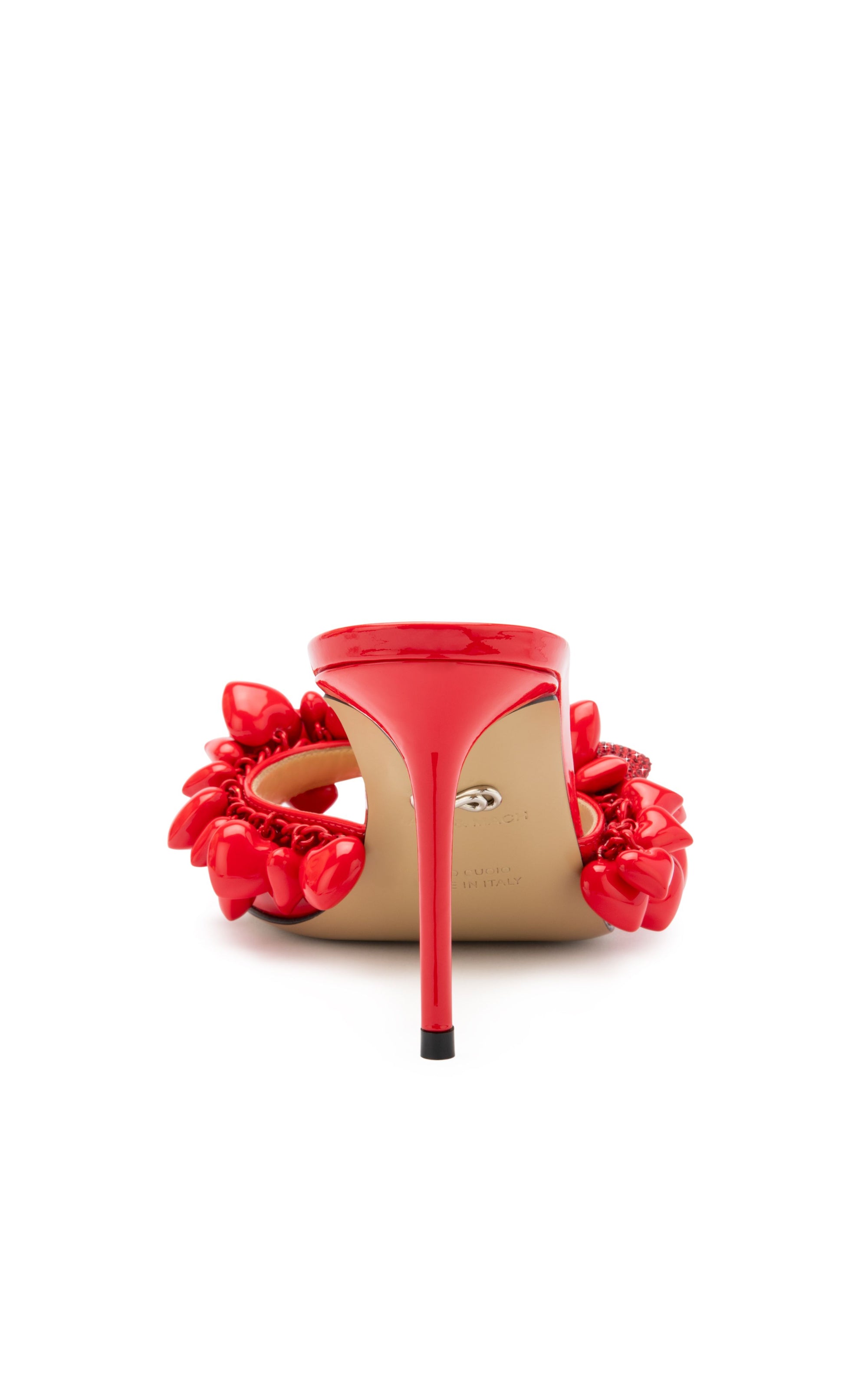 Puffy Heart 85 mules in patent leather & rhinestone - Red