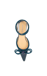 Patent leather & rhinestone Double Bow ballerinas - Navy Blue