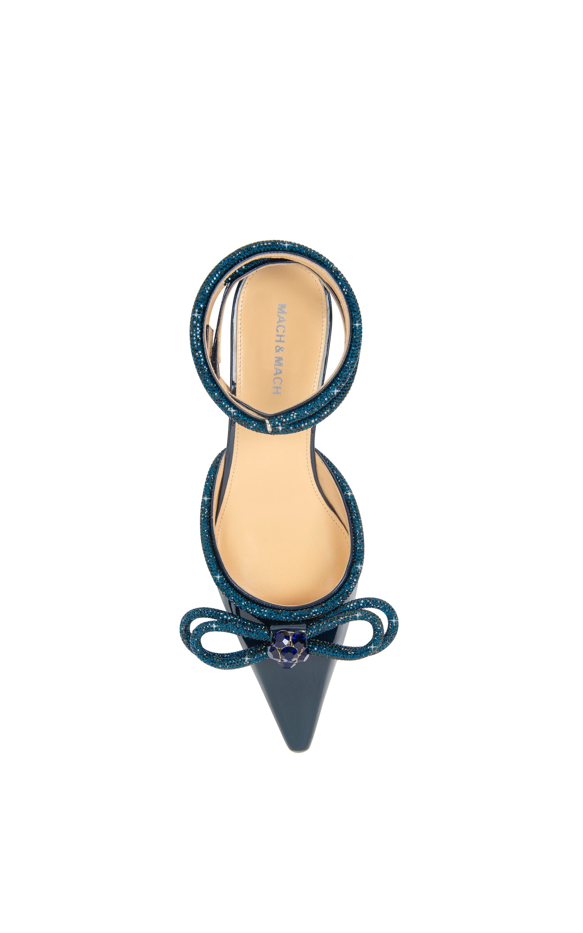 Patent leather & rhinestone Double Bow ballerinas - Navy Blue