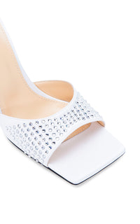 Star 95 silk & rhinestone mules - White