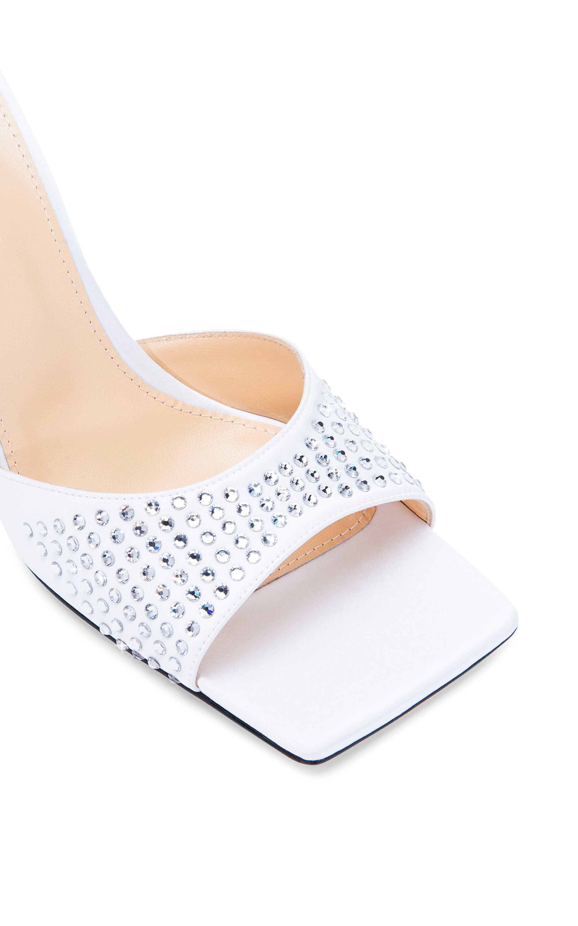 Star 95 silk & rhinestone mules - White