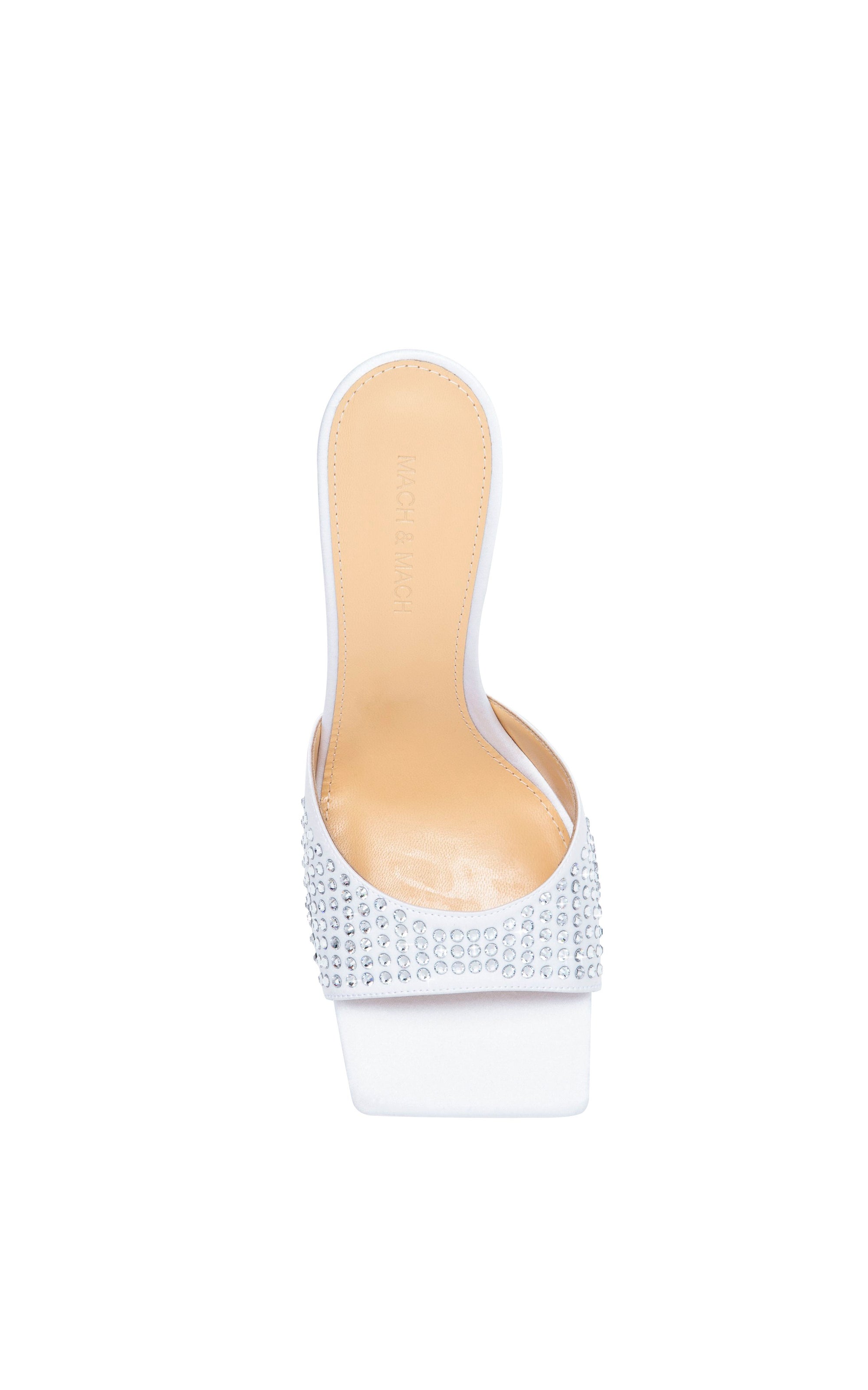Star 95 silk & rhinestone mules - White