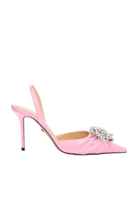 Galaxy 85 satin & rhinestone slingback - Dark Pink