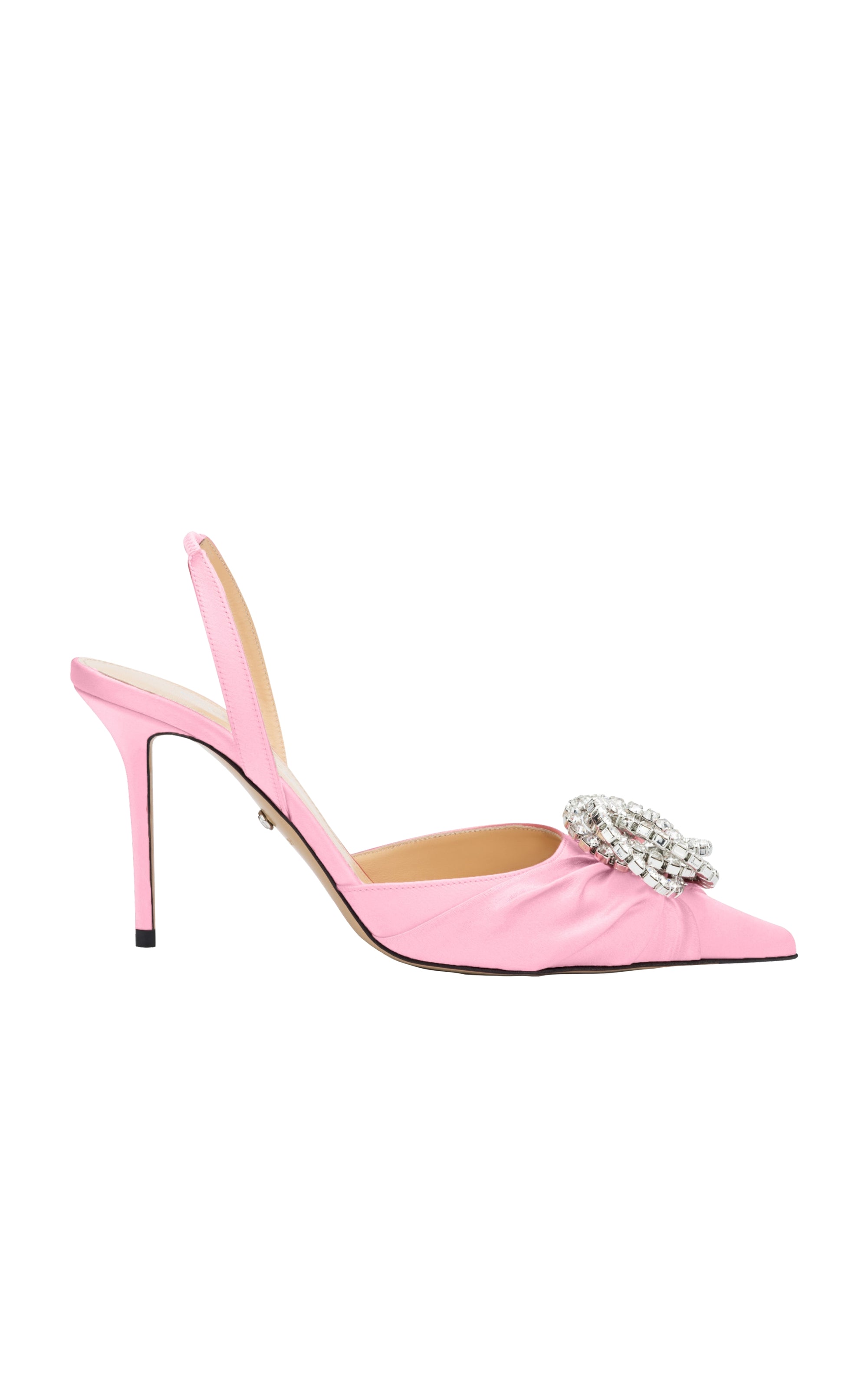 Galaxy 85 satin & rhinestone slingback - Dark Pink