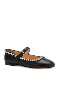 Audrey ballerinas in leather & strass - Black