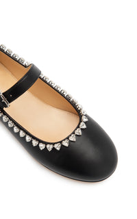Audrey ballerinas in leather & strass - Black