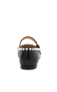 Audrey ballerinas in leather & strass - Black