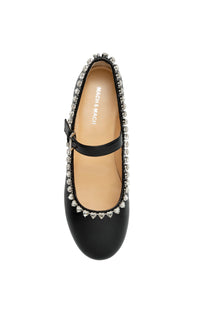Audrey ballerinas in leather & strass - Black