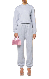 Bow sweatshirt with rhinestone embellishments - Grey