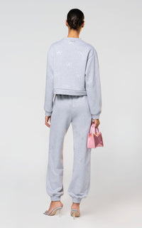 Bow sweatshirt with rhinestone embellishments - Grey