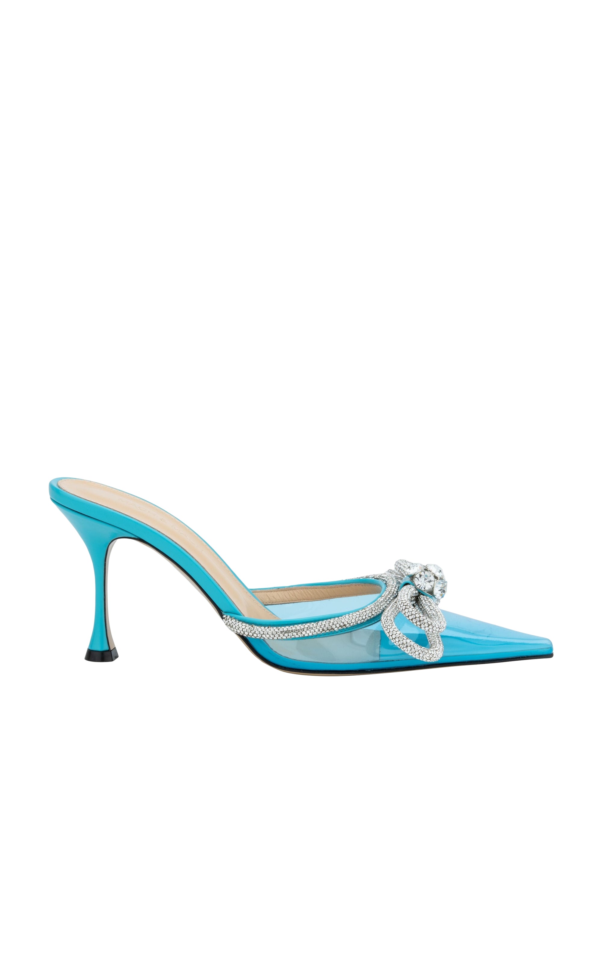 Double Bow 85 rhinestone mules - Cruise Blue