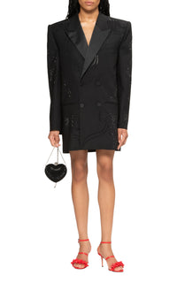 Ribon dress in wool & strass - Black