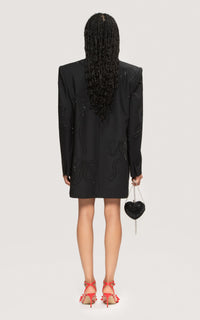 Ribon dress in wool & strass - Black