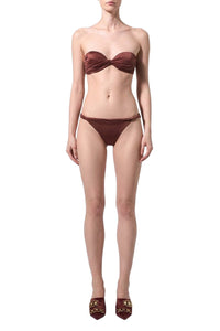 Bikini bandeau satiné - Nut Cream