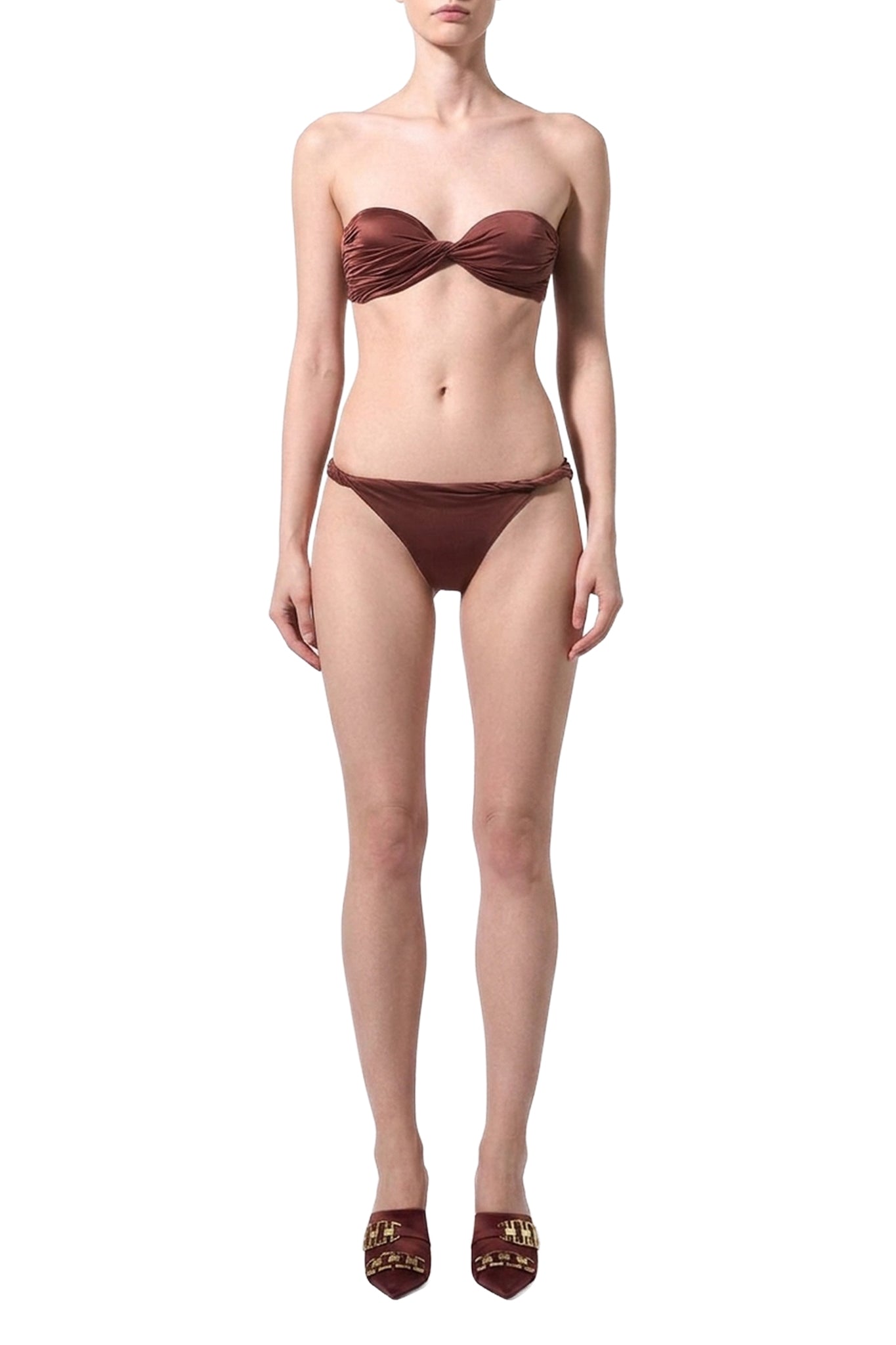 Bikini bandeau satiné - Nut Cream