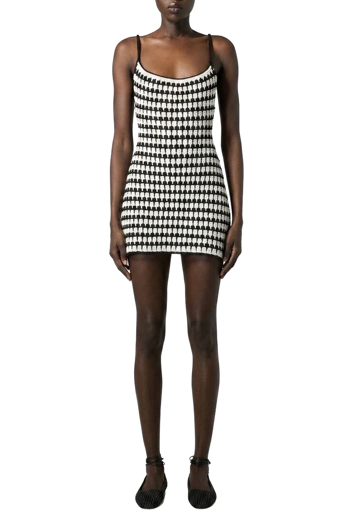 Robe courte damier en maille - Black & White