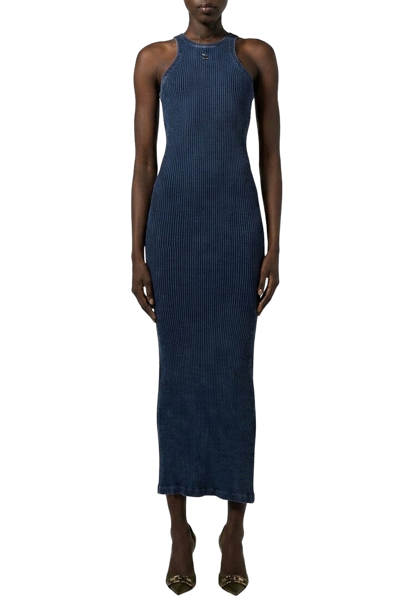 Robe longue en maille côtelée - Blue