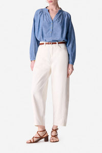Pantalon taille haute Caleb en denim - Craie