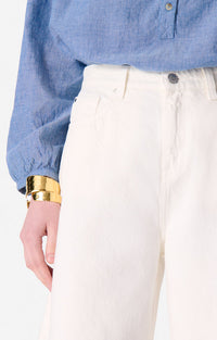 Pantalon taille haute Caleb en denim - Craie