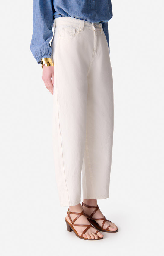 Pantalon taille haute Caleb en denim - Craie