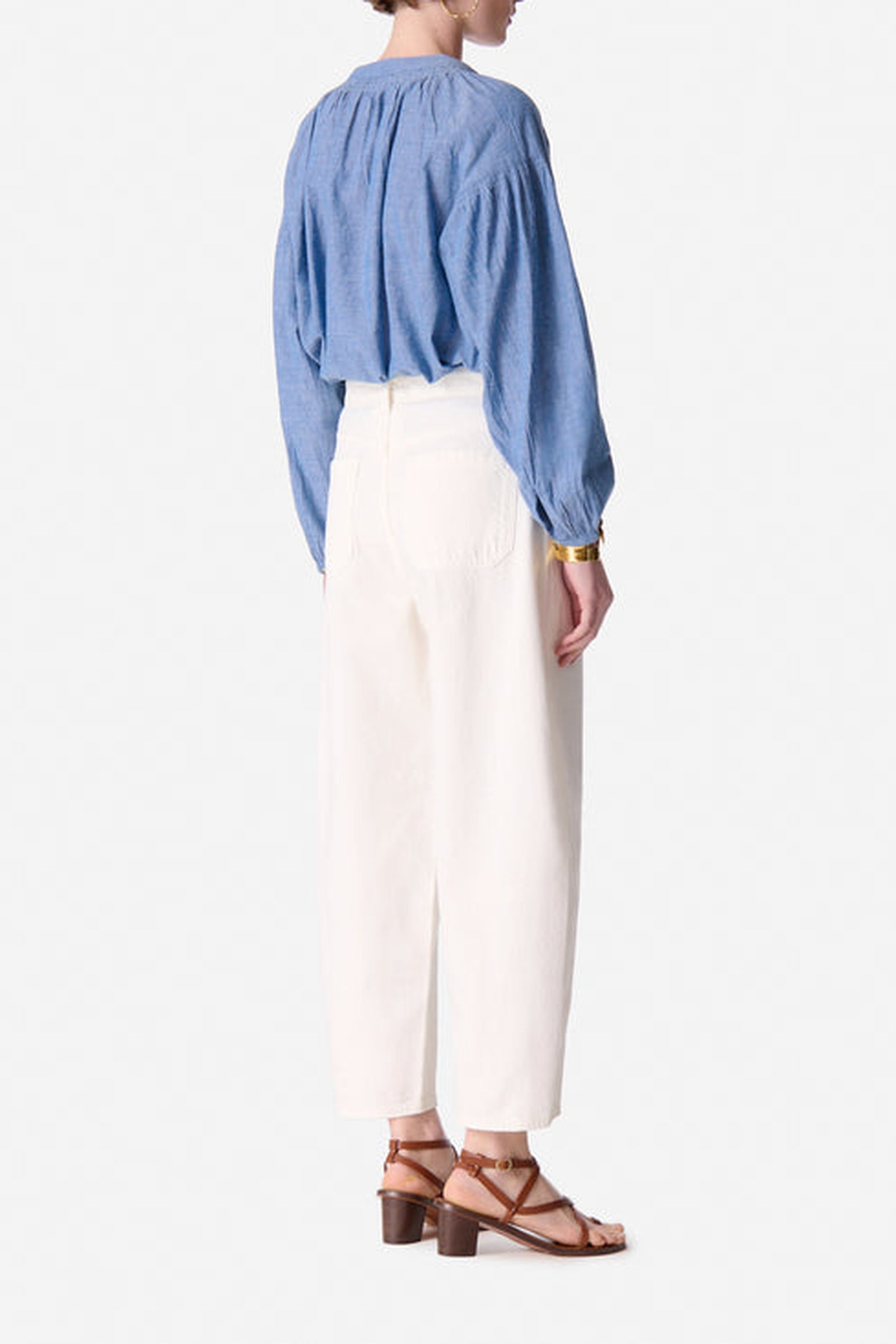 Pantalon taille haute Caleb en denim - Craie