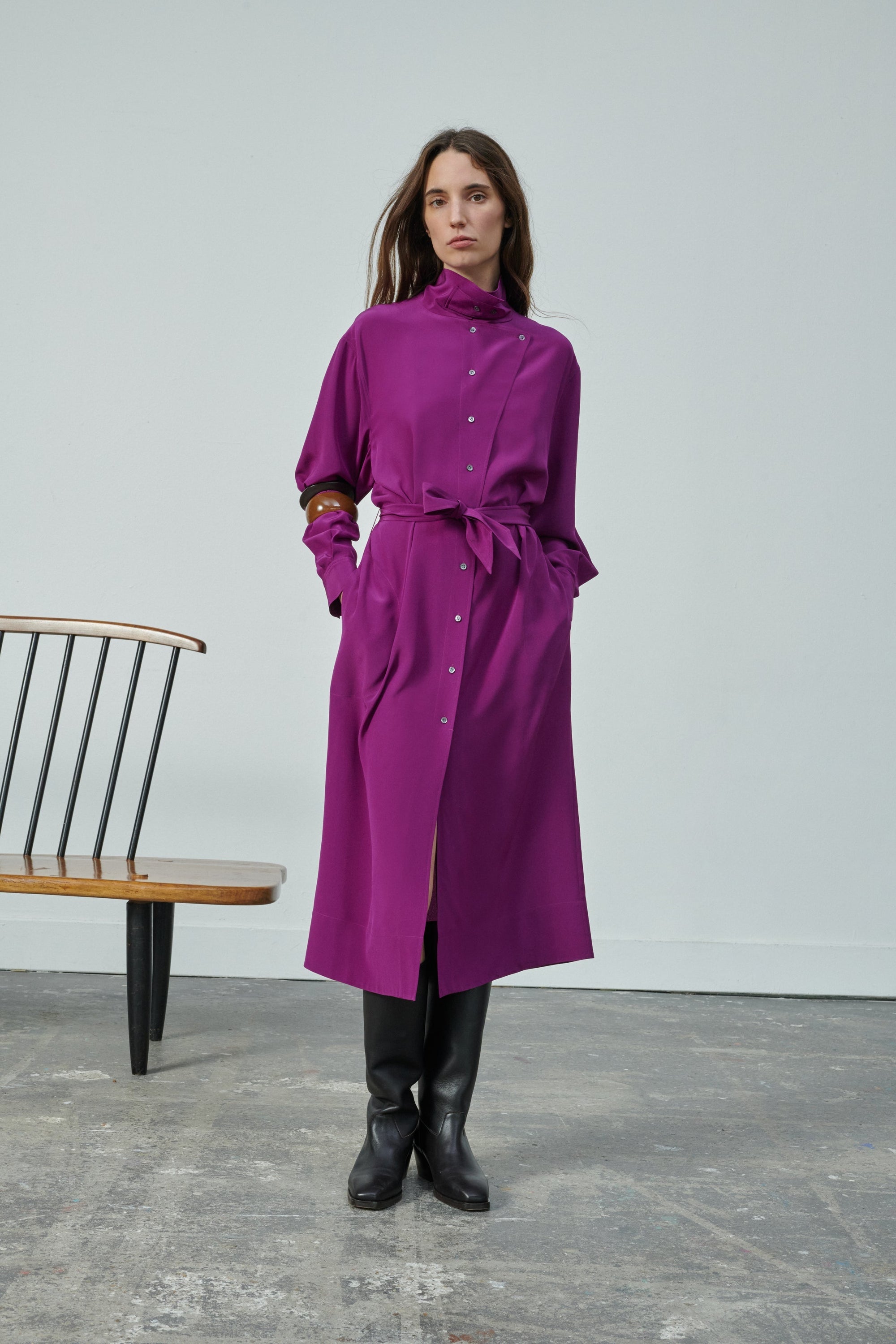 FUSHIA _ Robe Syrah en soie - Fushia