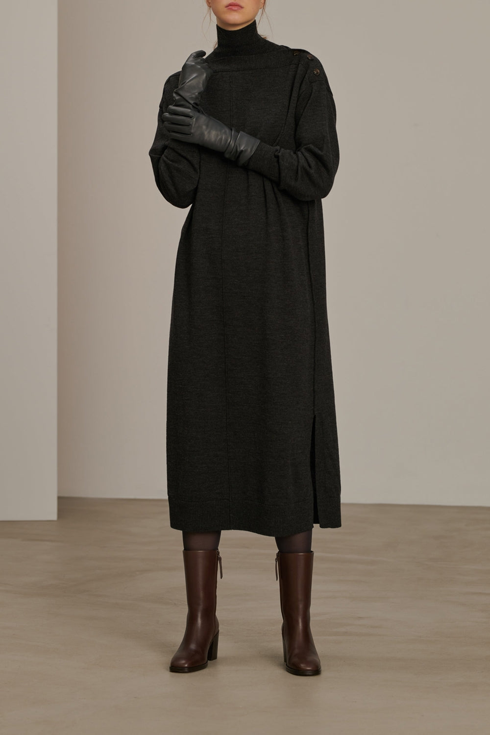 GRIS ANTHRACITE ROBE TRICOT CLEA