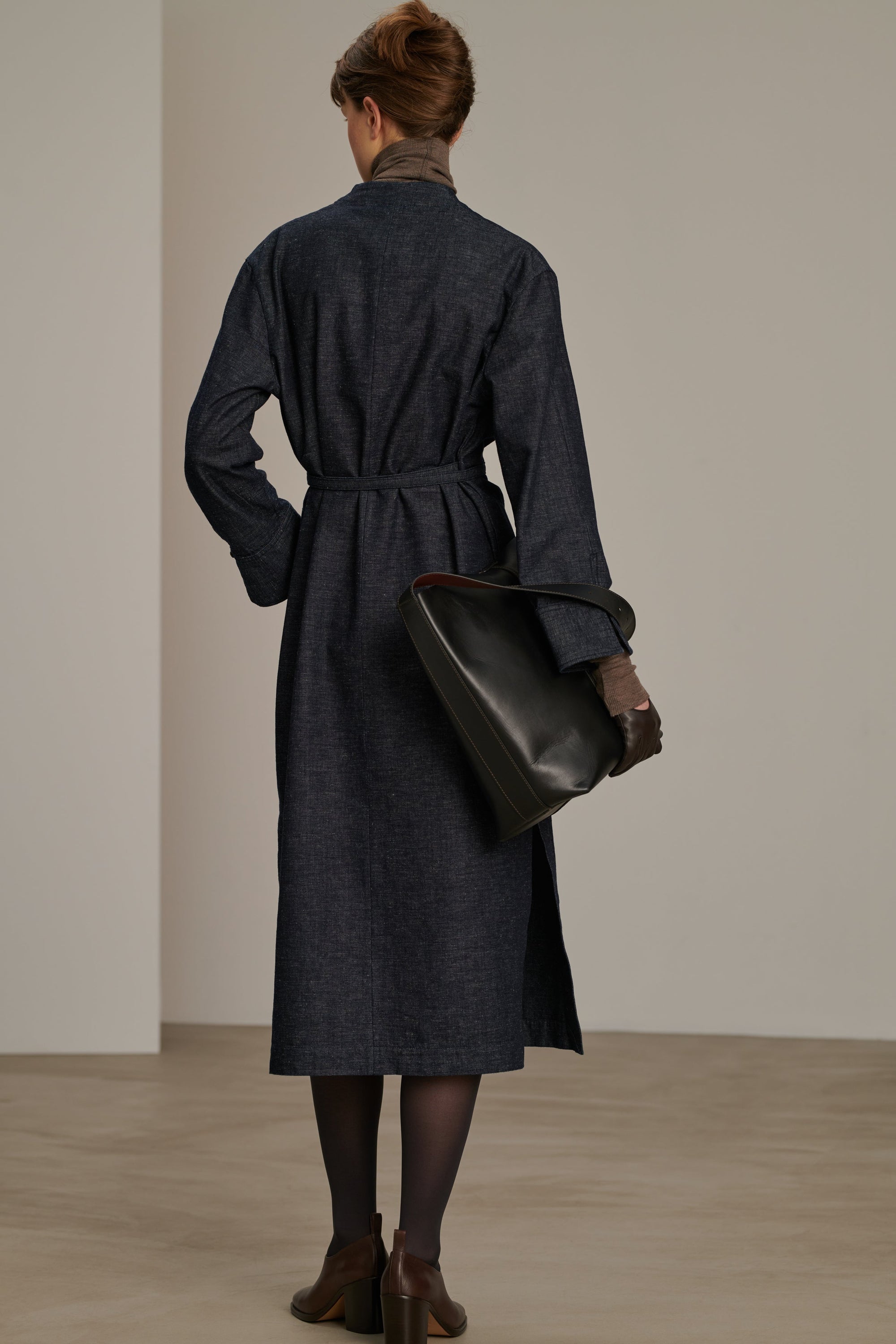 Carla Belted Cotton Midi Dress - Blue & Black