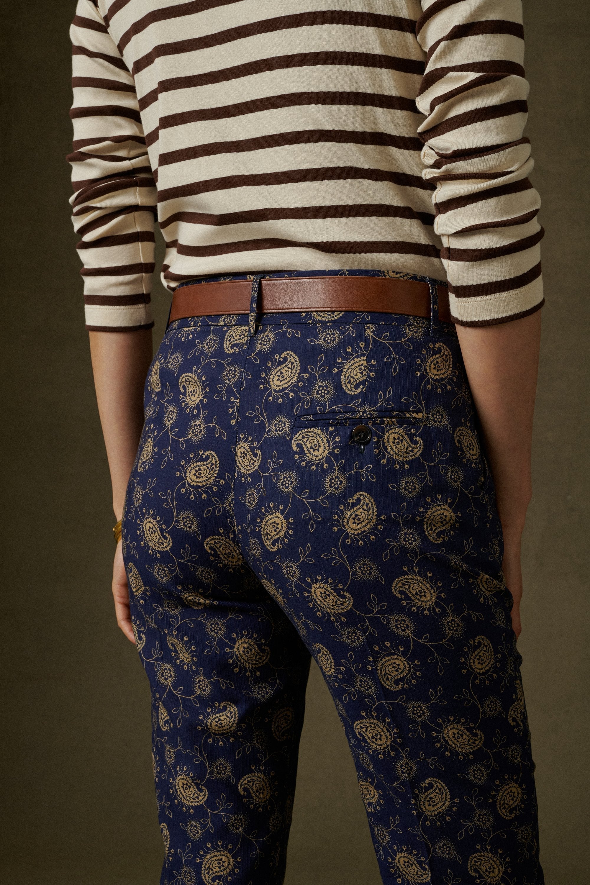 NAVY/BEIGE _ Pantalon Edgar - Navy & beige