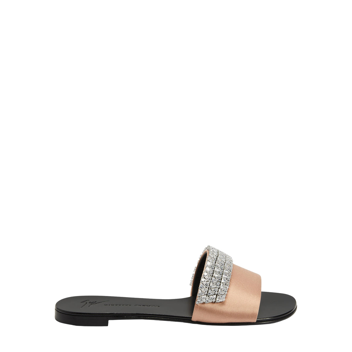 Mules à strass en satin - Beige