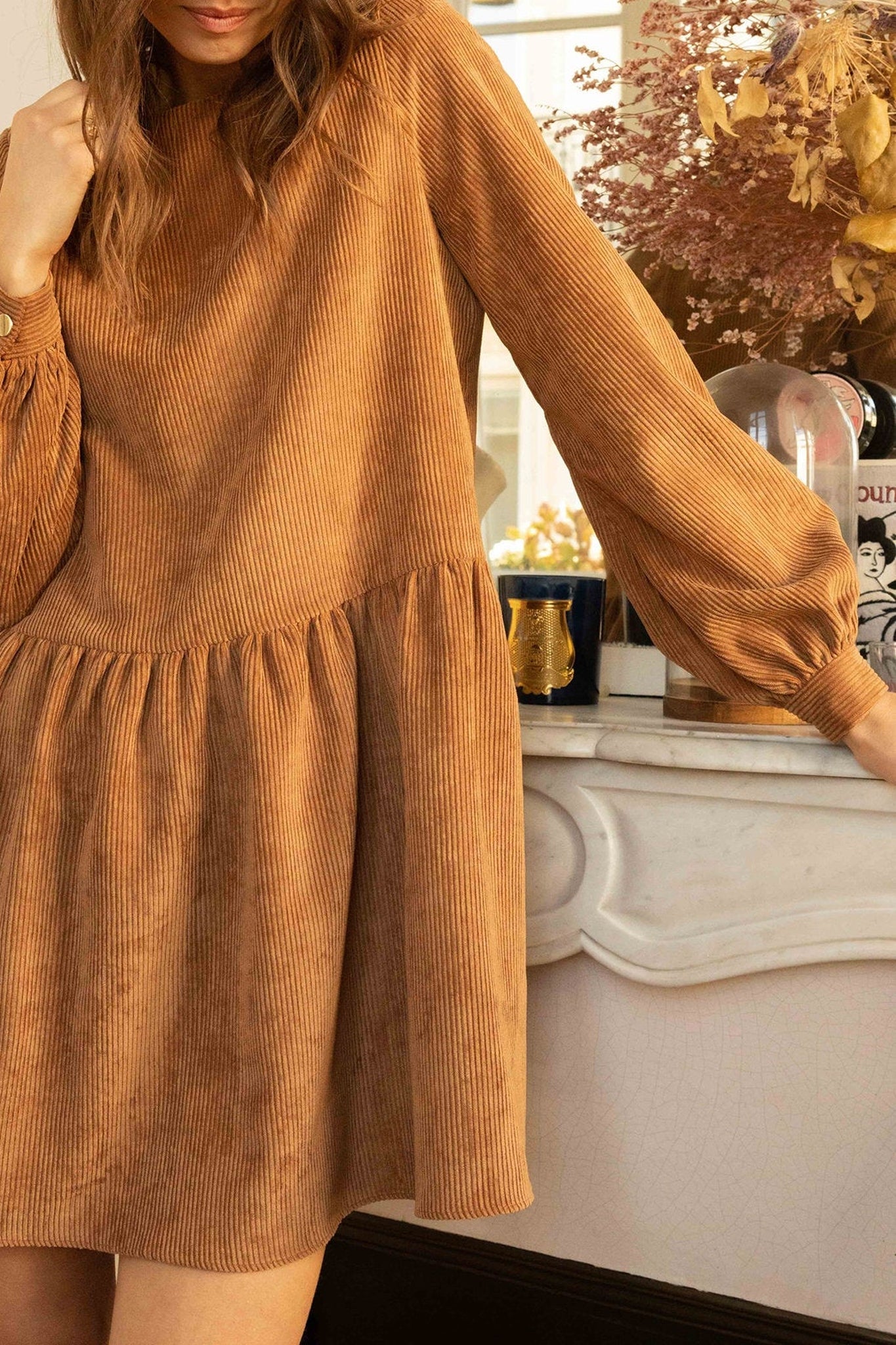 Robe courte Le Flora - Camel