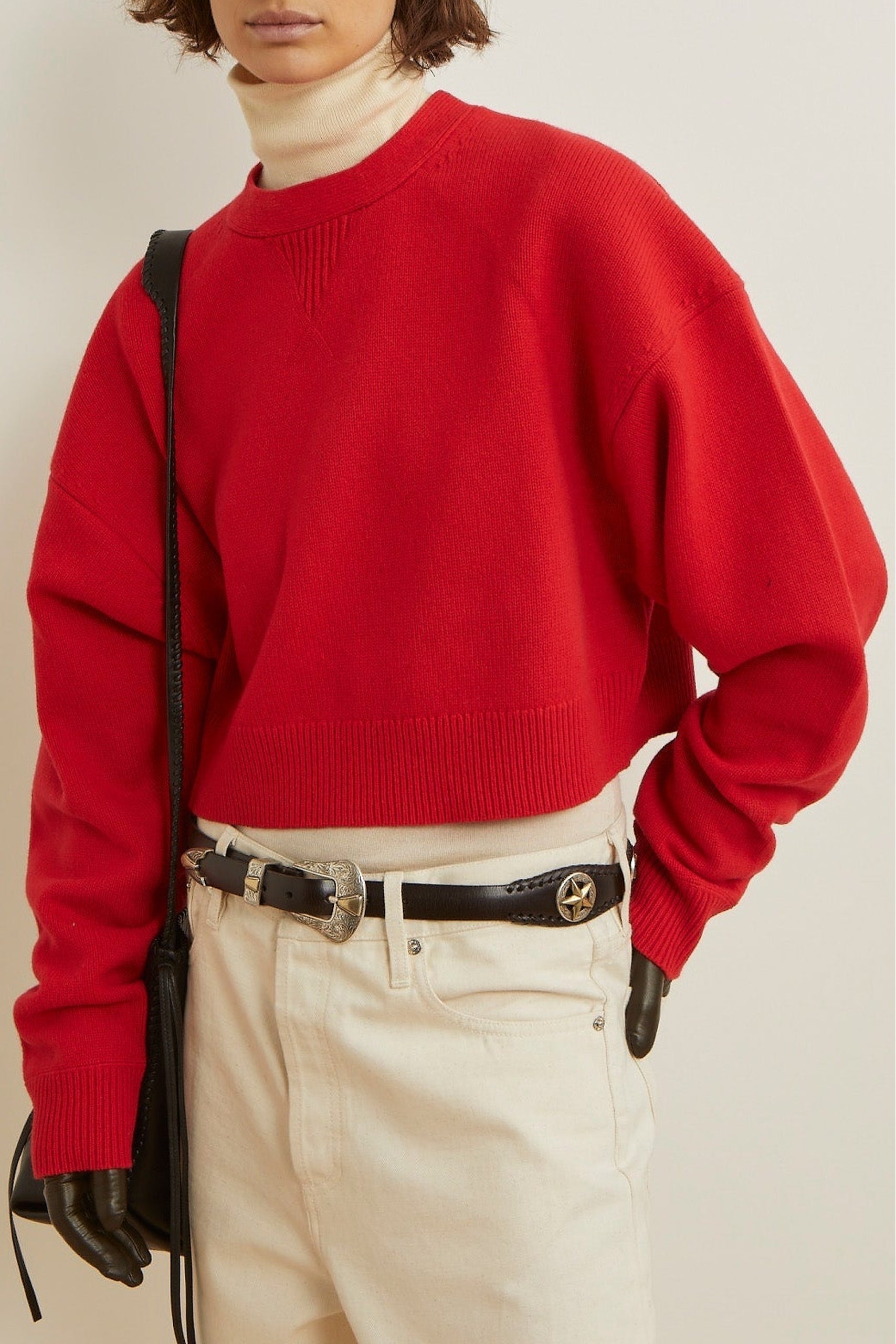 Pull Alexis coupe courte oversize en laine - Red